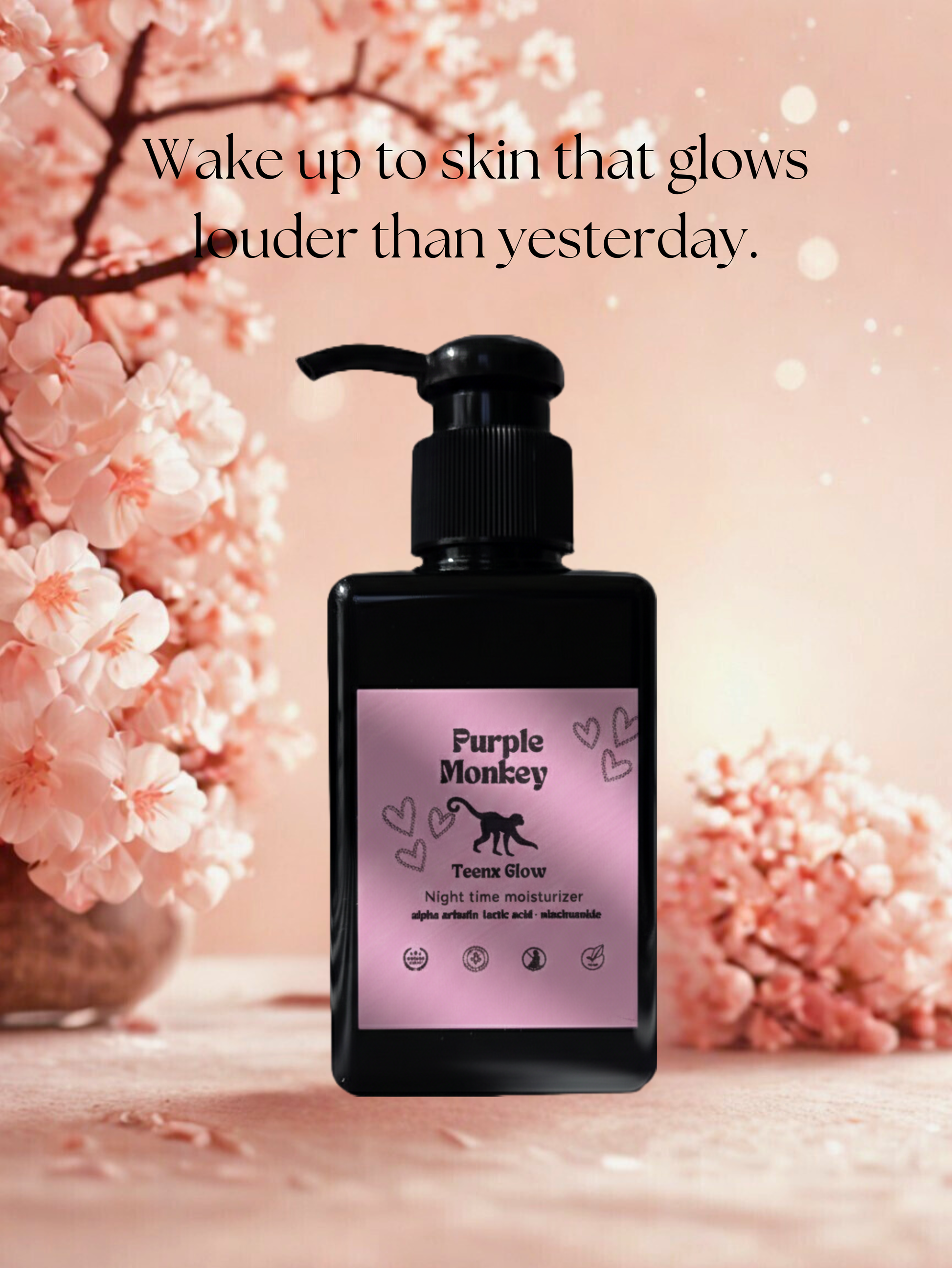 A pink labeled black pump of daily day or night time moisturizer with Alpha arbutin, lactic acid, niacinamide, designed to reduce the hyperpigmentation, acne issues. Increases skin brightness, even skin tone, dark spots.