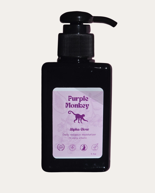 Purple Monkey Beauty Alpha Glow brightening moisturizer for radiant, even‑looking skin