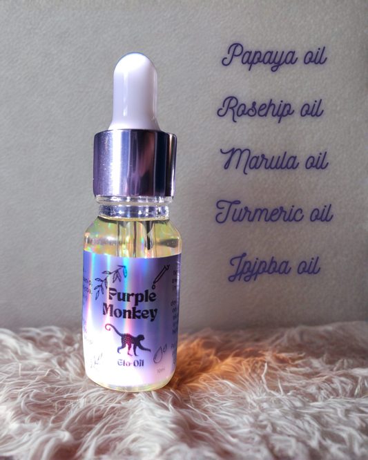 Purple Monkey Beauty natural brightening face oil for radiant, glowing skin
