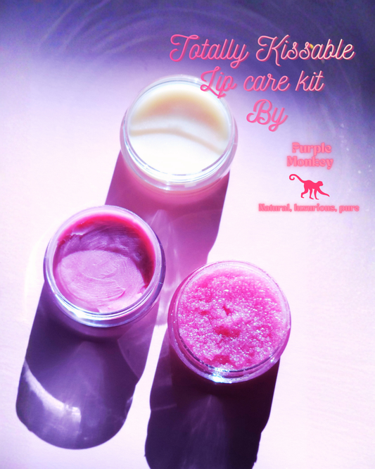 Purple Monkey Beauty Totally Kissable Lip Care Set for soft, smooth, hydrated lips